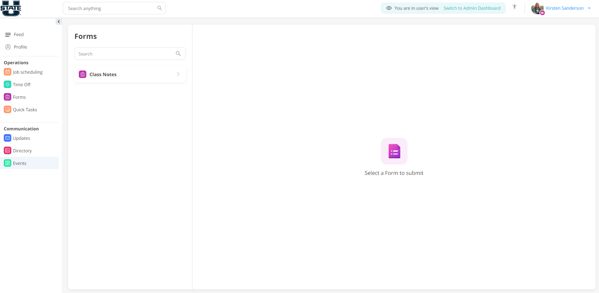forms page on connecteam