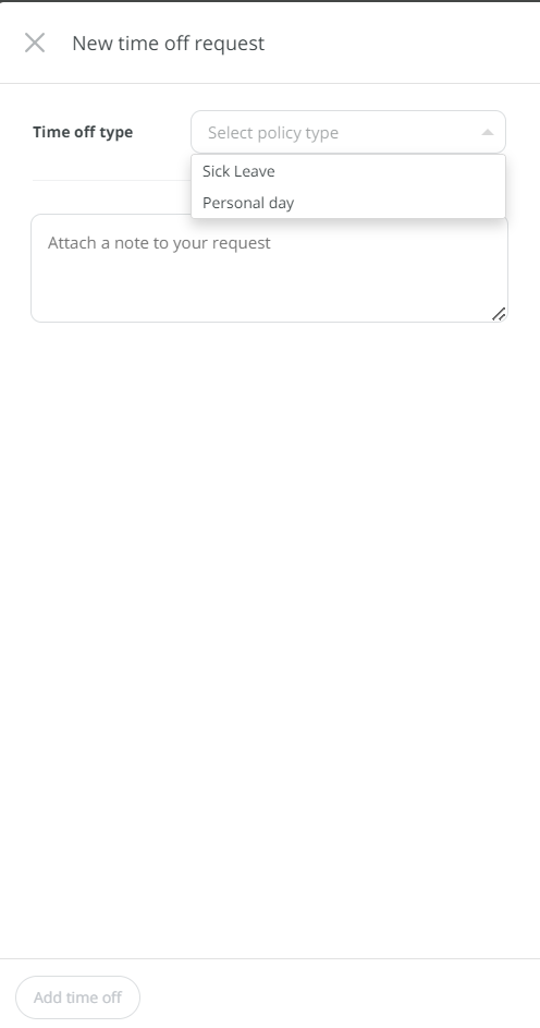 options for time off in connecteam