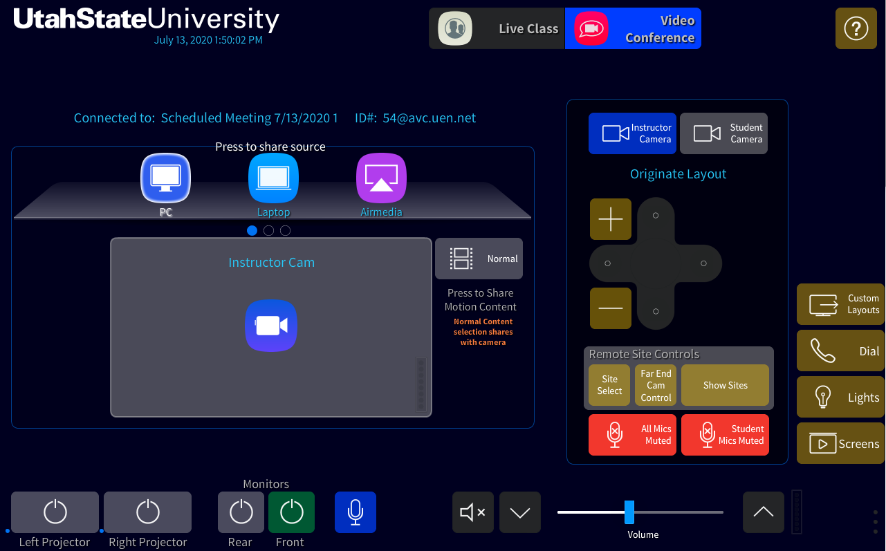 Huntsman Hall Touch Panel Screenshot