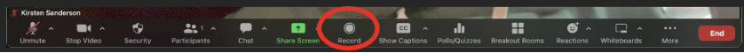 location of record icon on Zoom