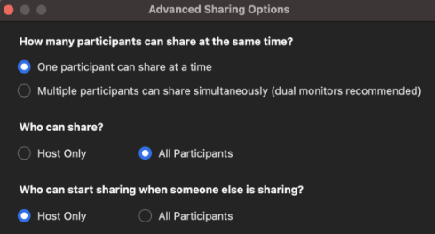 shows the settings advanced share should be on