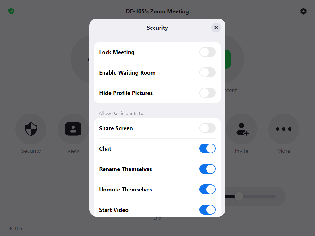 Security Options in Zoom Rooms