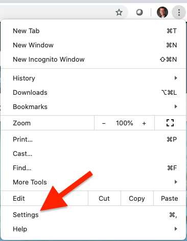 where to find the Settings option in the Chrome menu